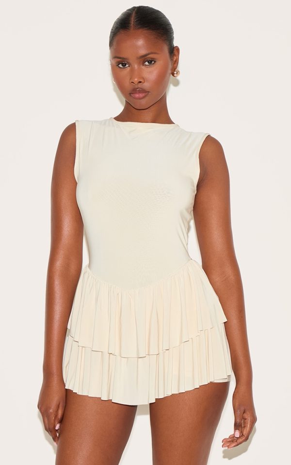 Almond Double Layer Slinky Rara Skort Romper