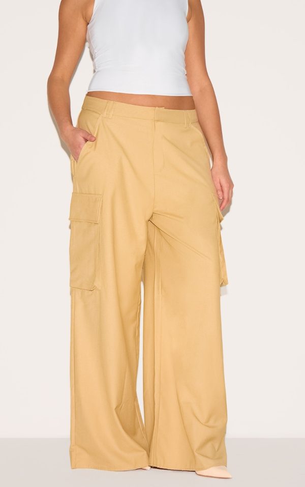 Plus Butterscotch Woven Pocket Detail Straight Leg Pants