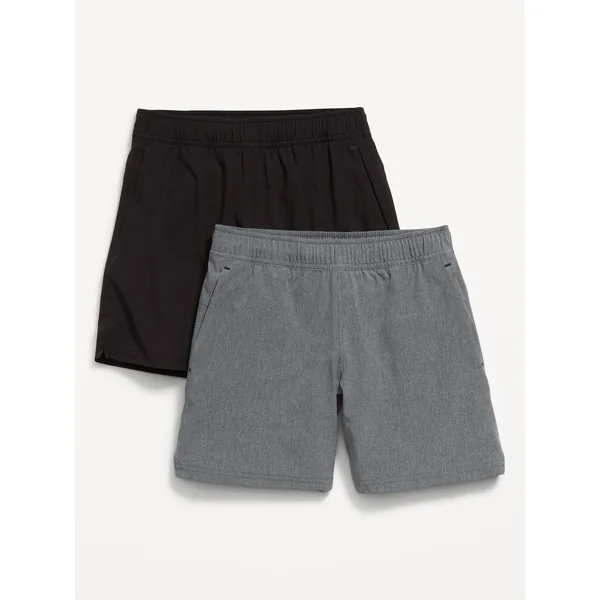 Above Knee StretchTech Performance Shorts 2-Pack for Boys - Black/Gray
