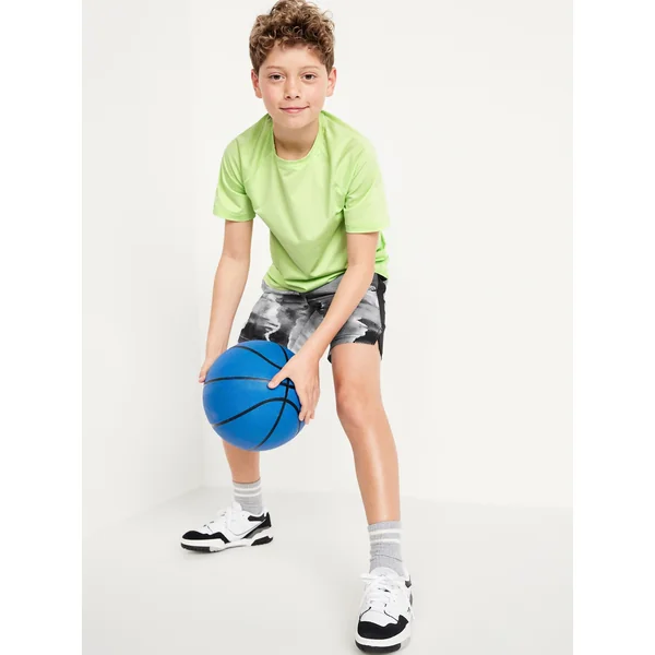 Above Knee StretchTech Performance Shorts for Boys - Black Print