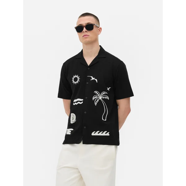 Abstract Tropical Island Shirt - Black