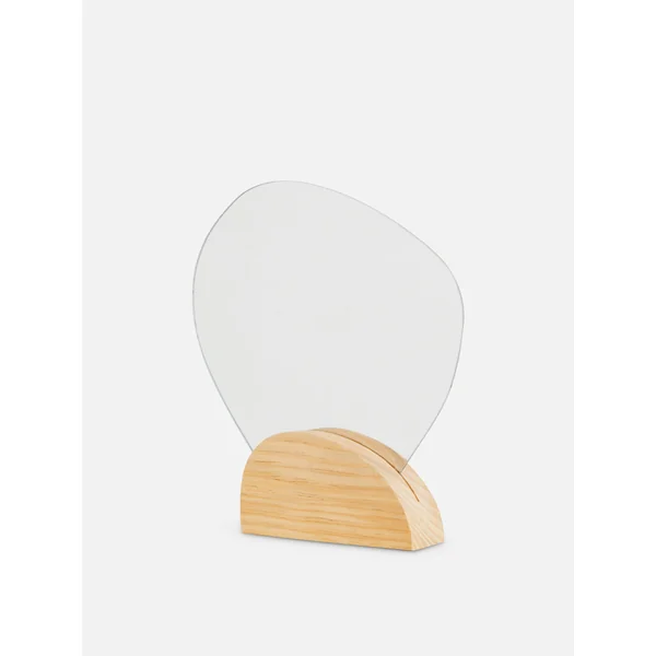 Abstract Wooden Desk Mirror - Brown
