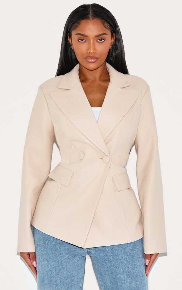 Shape Stone Wool Look Cinched Waist Blazer