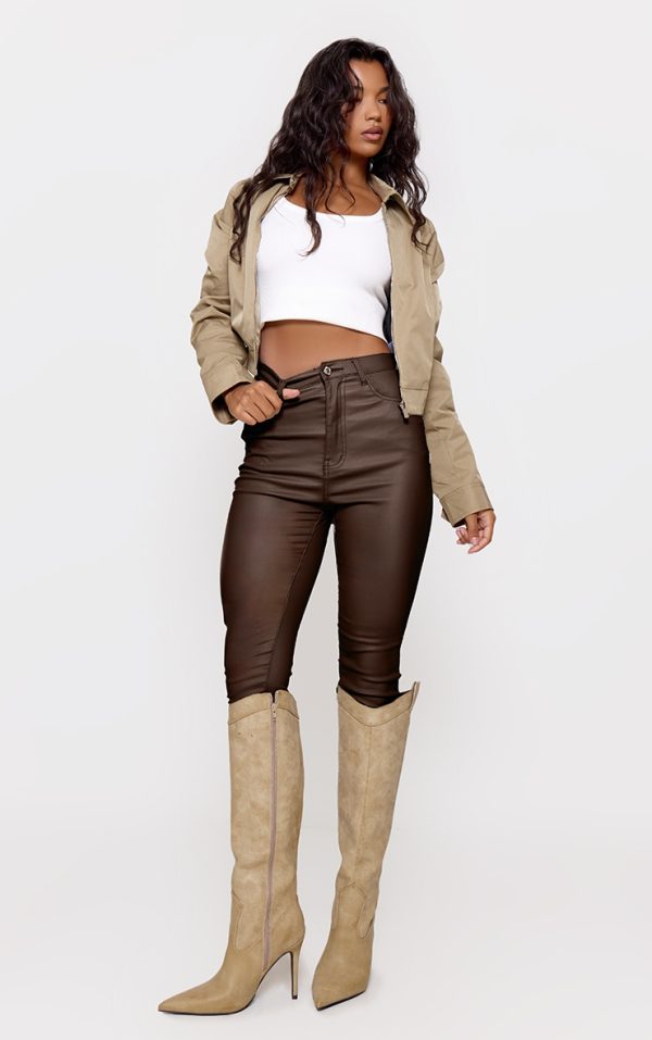 Chocolate Hourglass Coated Skinny Jeans