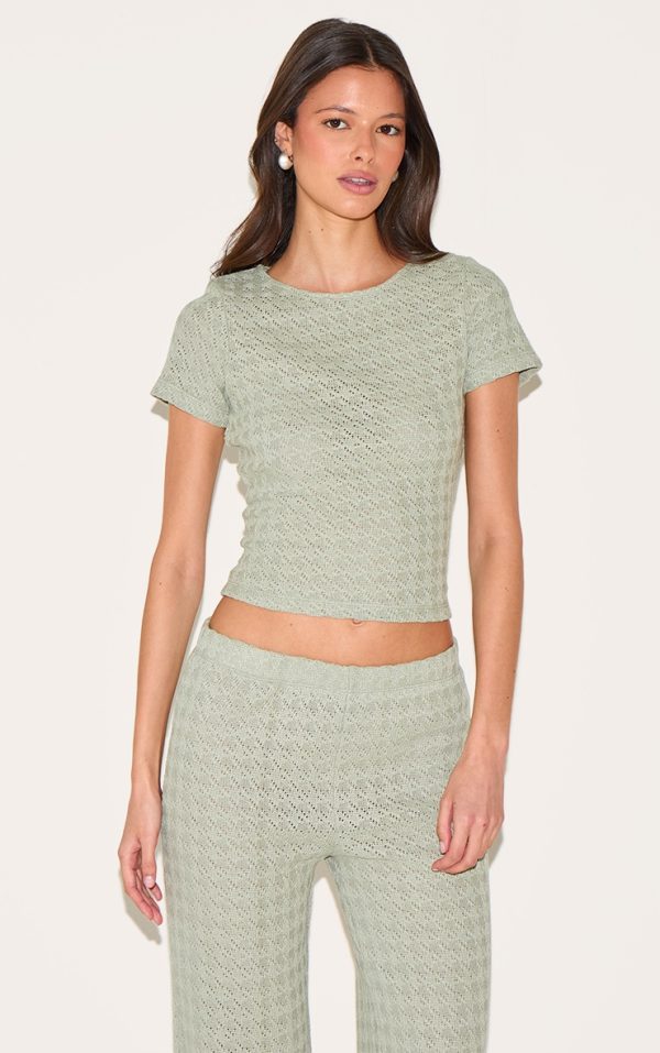 Sage Green Textured T Shirt