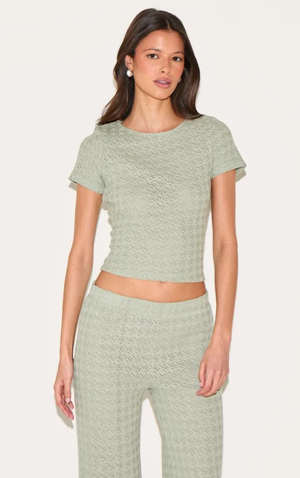 Sage Green Textured T Shirt