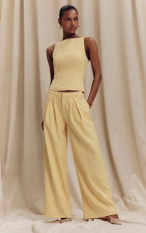 Lemon Woven Tailored Wide Leg Pants