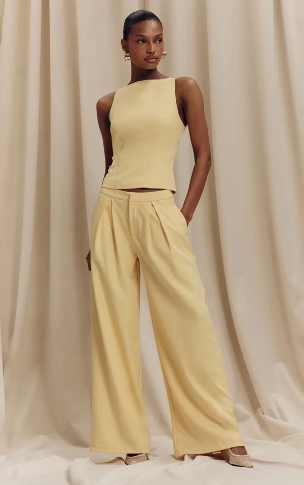 Lemon Woven Tailored Wide Leg Pants