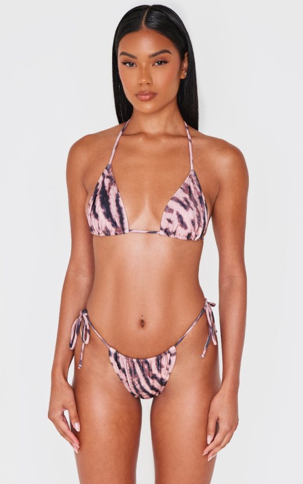 Light Pink Animal Print Micro Triangle Bikini Top