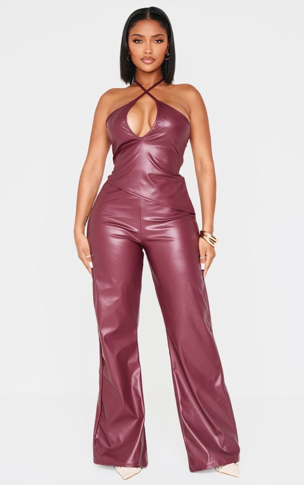 Shape Burgundy Faux Leather Pants