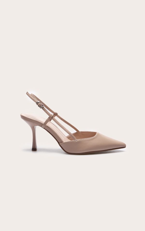 Wide Fit Mushroom Pu Point Toe High Stiletto Court Heels