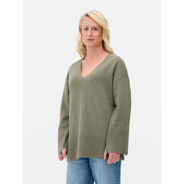 Adaptive V-Neck Sweater - Green