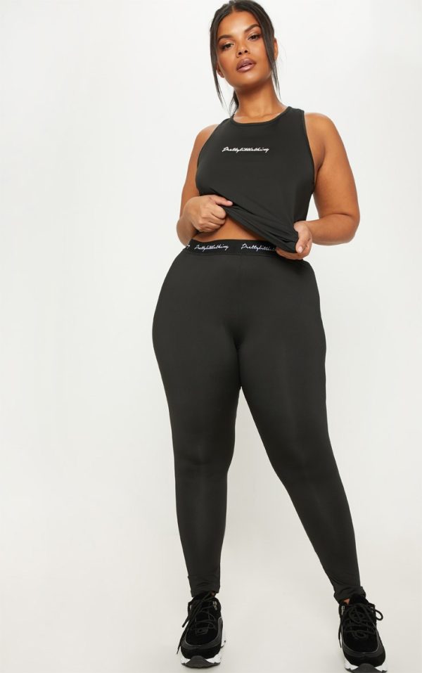 PRETTYLITTLETHING Black Plus Elasticated Band Leggings