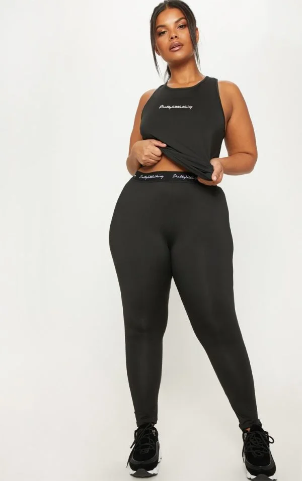 PRETTYLITTLETHING Black Plus Elasticated Band Leggings