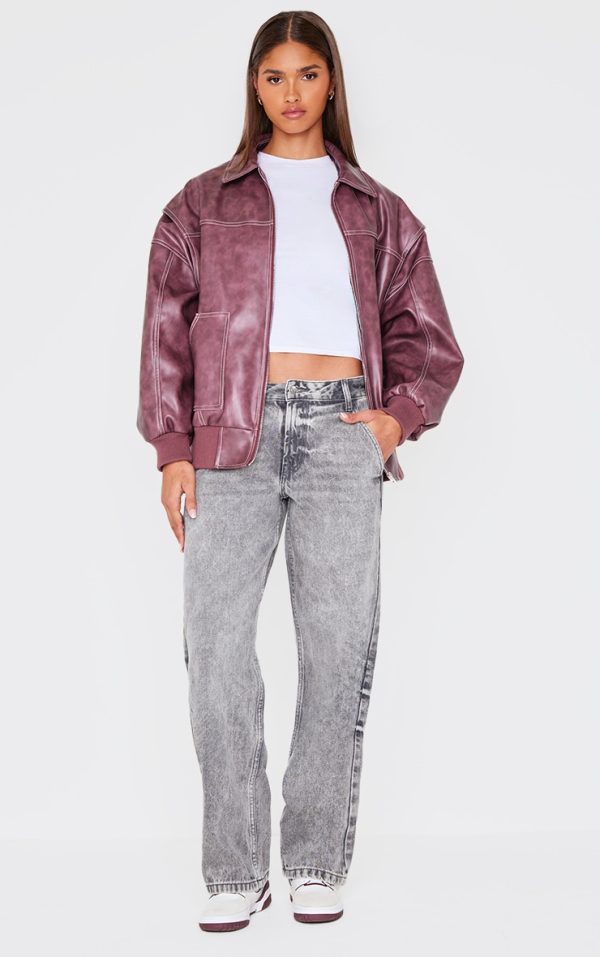 Washed Grey Wide Leg Jeans