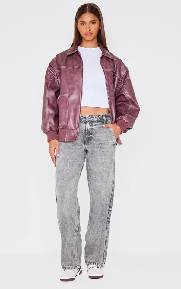 Washed Grey Wide Leg Jeans