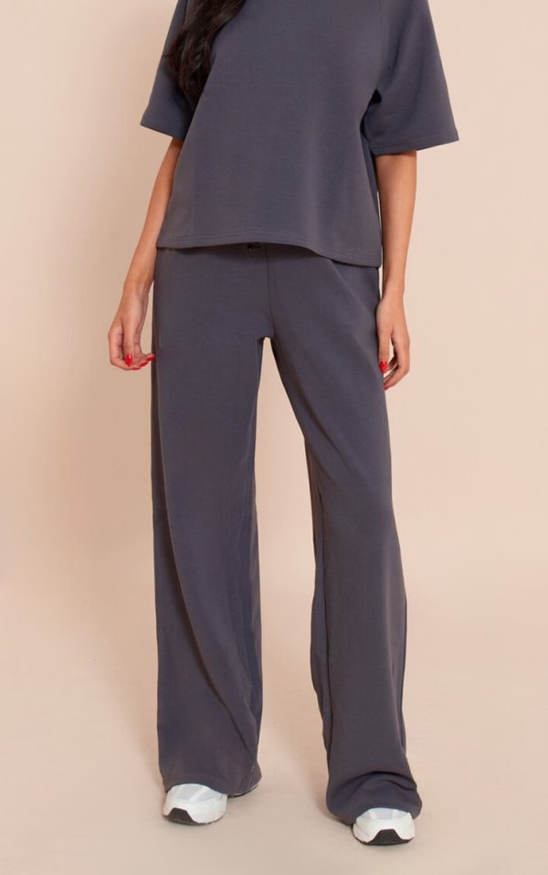 Tall Navy Interlock Wide Leg Sweatpants