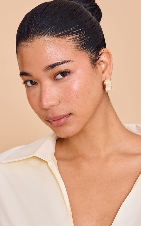 Gold Edged Enamel Hoop Earring