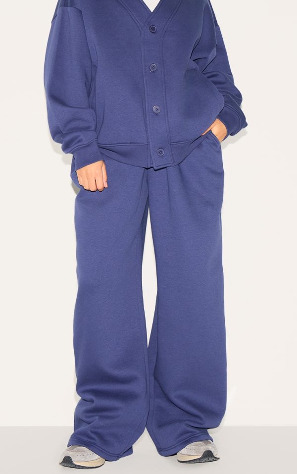 Petite Navy Wide Leg Elasticated Drawstring Sweatpants
