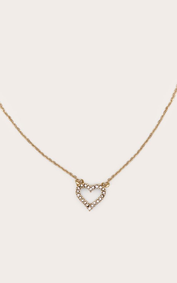 Gold Dainty Diamante Heart Necklace