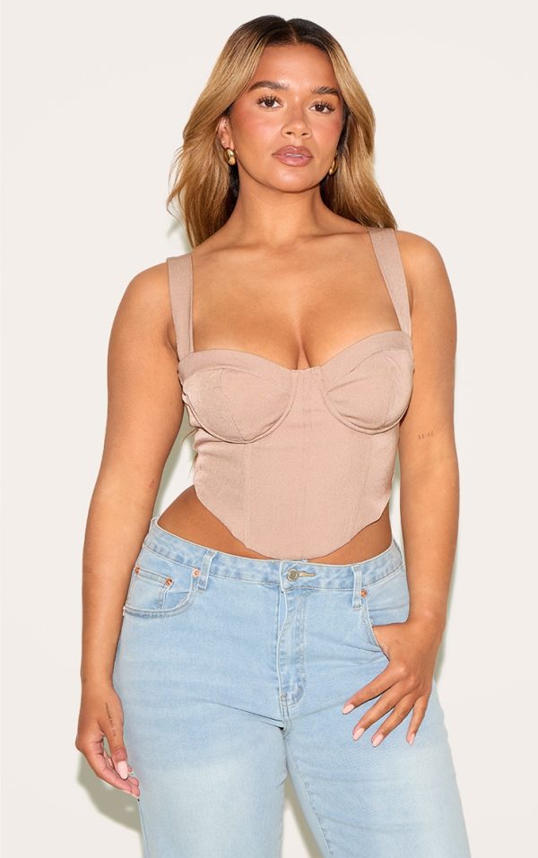 Shape Mocha Woven Corset Crop Top