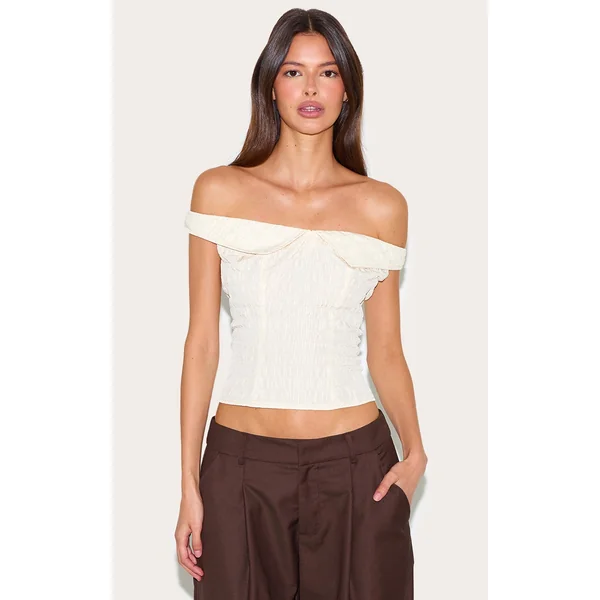 Almond Peach Skin Bardot Long Top