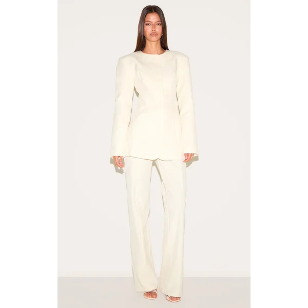 Almond Tailored Wide Leg Split Hem Pants