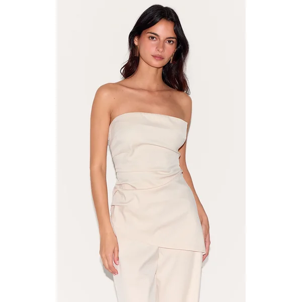 Almond Tailored Woven Bandeau Top