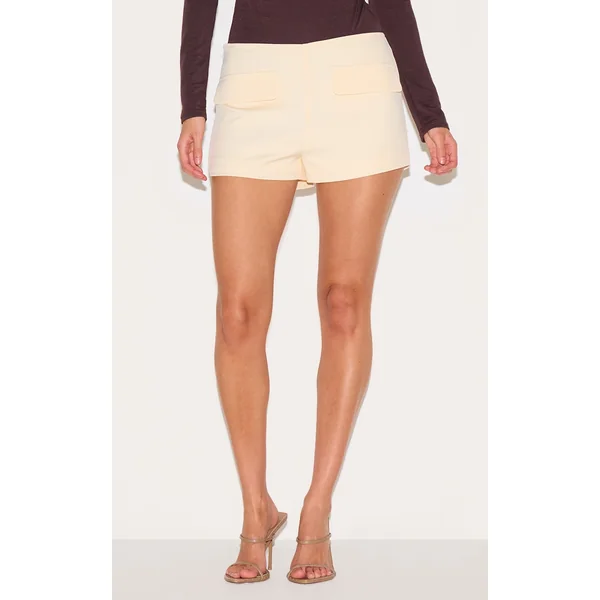 Almond Tailored Woven Pocket Front Hot Pants