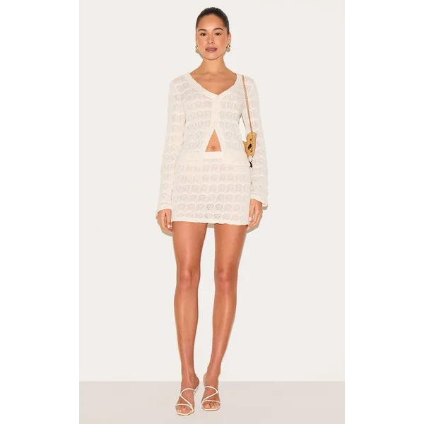 Almond Textured Mid Rise Mini Skirt