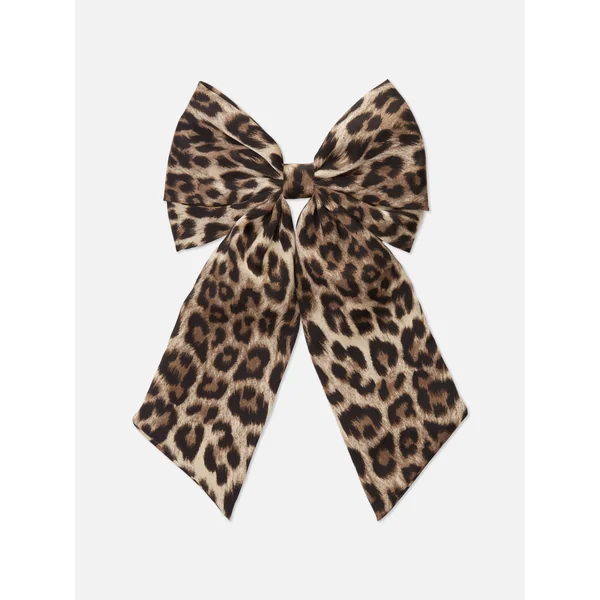 Animal Bow Hair Clip - Brown