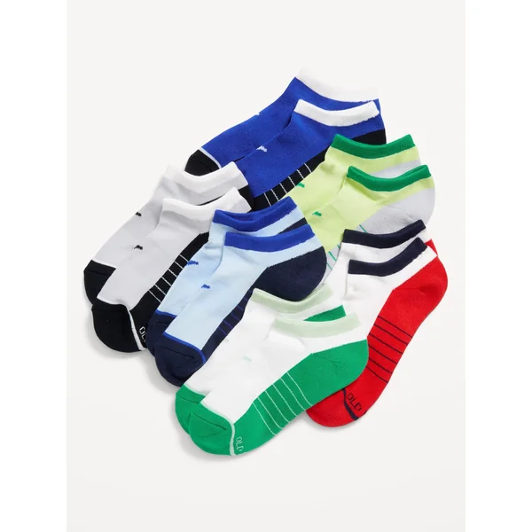 Ankle Go-Dry Performance Socks 6-Pack for Boys - Red Stripe