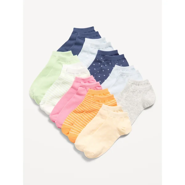 Ankle Socks 10-Pack for Girls - Dot & Stripe