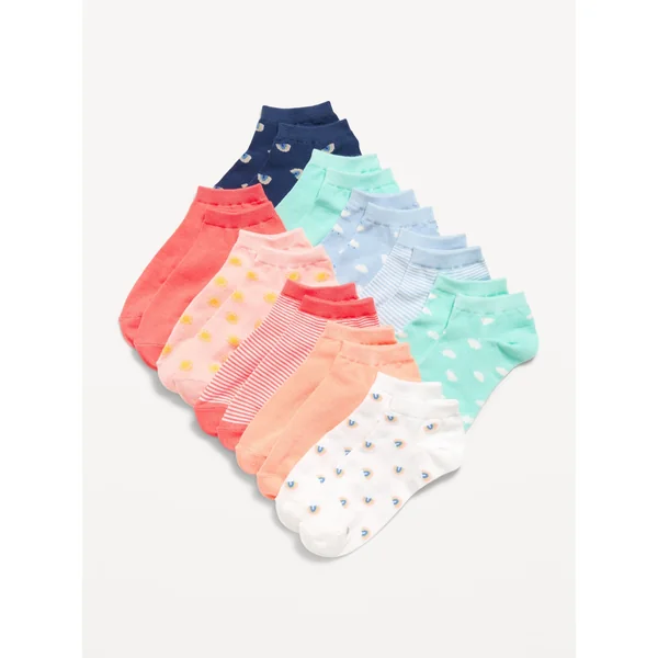 Ankle Socks 10-Pack for Girls - Rainbow