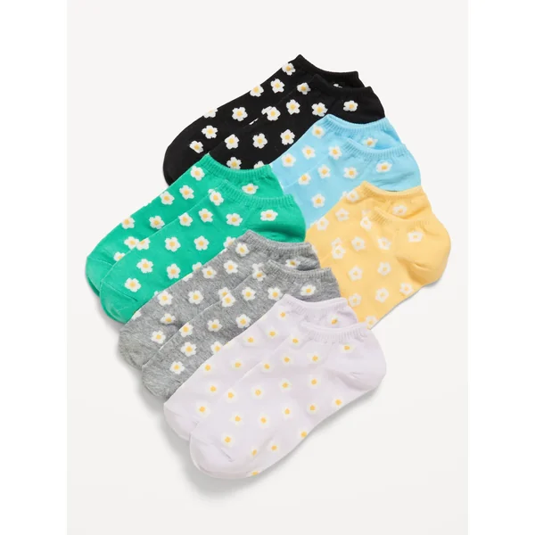 Ankle Socks 6-Pack for Women - Daisy Print