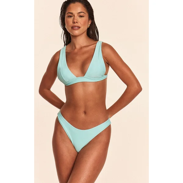 Aqua Blue Boomerang Tanga Bikini Bottoms