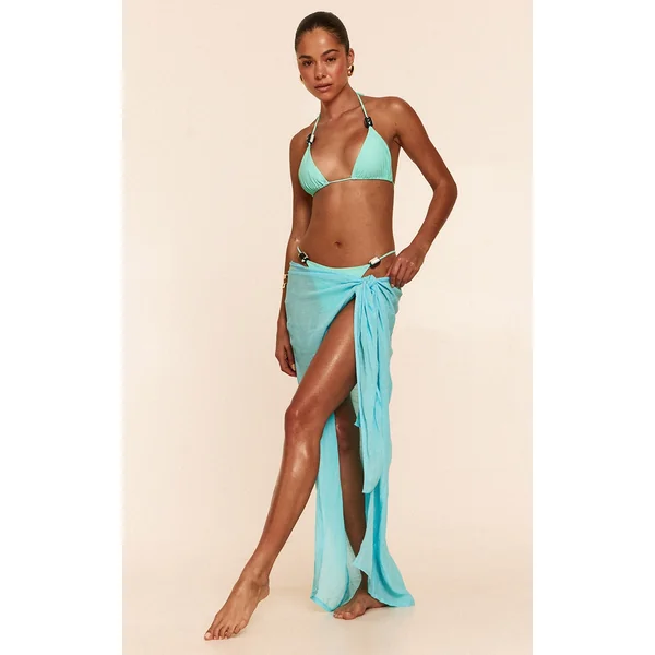 Aqua Blue Linen Look Beach Sarong