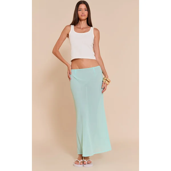 Aqua Sheer Chiffon Midaxi Skirt