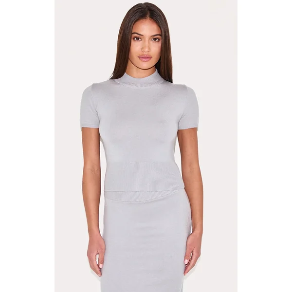 Ash Grey Basic Knit T Shirt