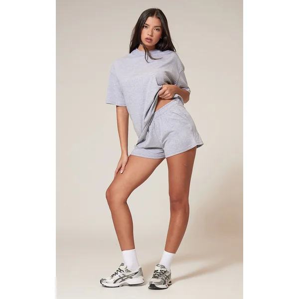 Ash Grey Cotton Oversized Boxy Shorts