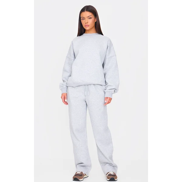 Ash Grey Drawstring Wide Leg Sweatpants