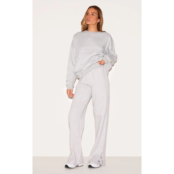 Ash Grey Flared Split Hem Sweatpants