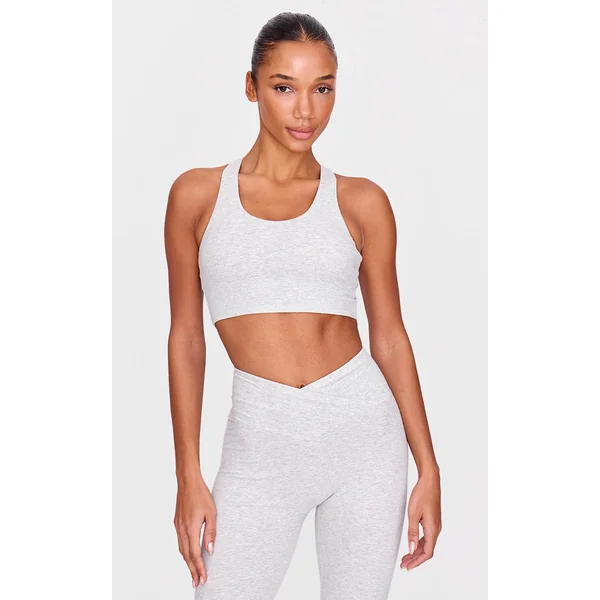 Ash Grey Marl Ultimate Sculpt Double Layer Padded Sports Bra
