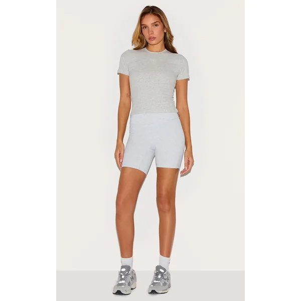 Ash Grey Marl Ultimate Sculpt High Waist Gym Shorts