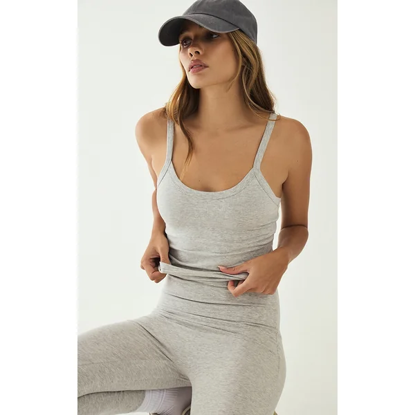 Ash Grey Marl Ultimate Sculpt Strappy Gym Vest