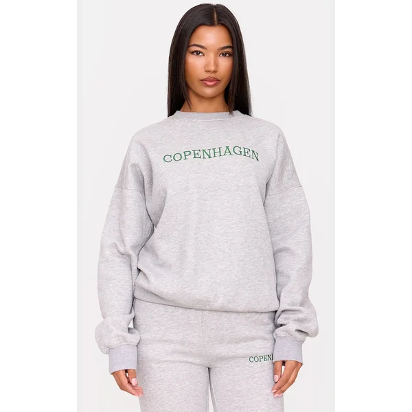 Ash Grey Oversized Copenhagen Embroidered Sweatshirt