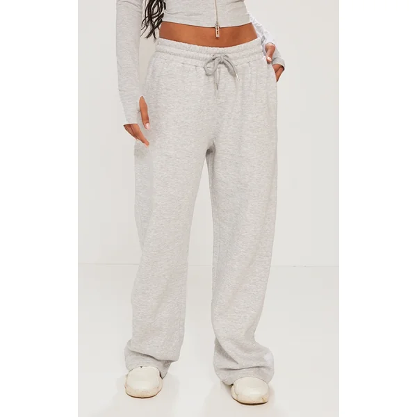 Ash Grey Oversized Graphic Printed Wide Leg Sweatpants