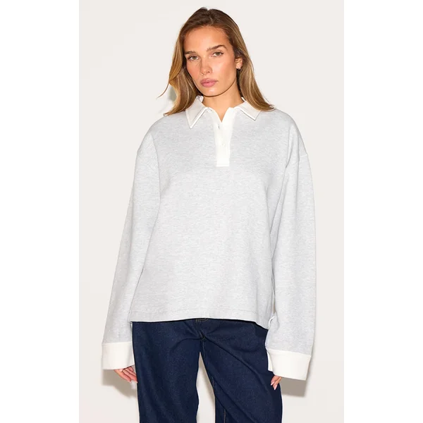 Ash Grey Oversized Polo Sweatshirt