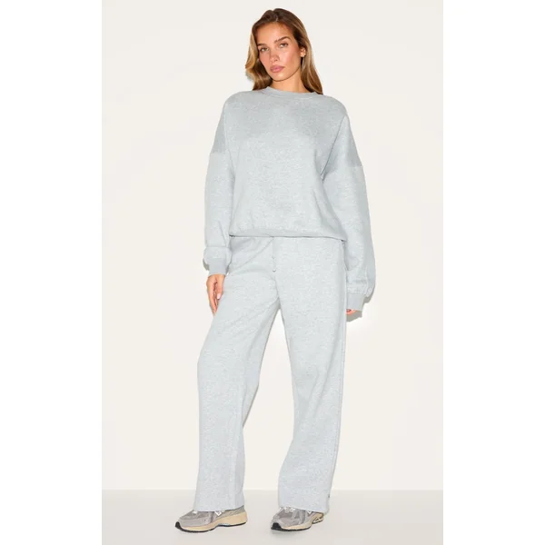 Ash Grey Oversized Sweatshirt Tracksuit Set