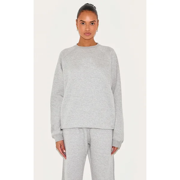 Ash Grey Panelled Rib Detail Oversized Sweatshirt